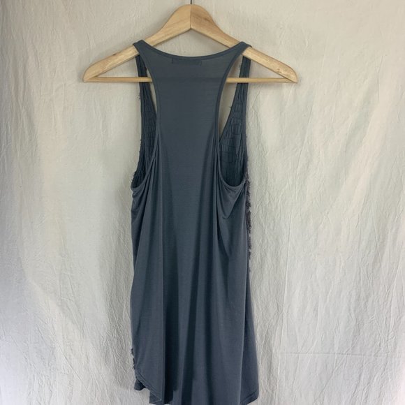 Velvet Racerback Tank with Front Detail in Grey - Picture 2 of 7